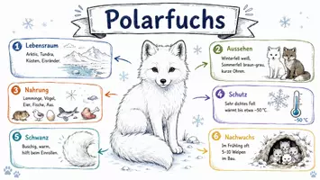 Vorschau - Arbeitsblätter - Arbeitsblätter zum Thema "Polarfuchs" + Lösung & MP3 + Mindmap + Infografik - Seite 1