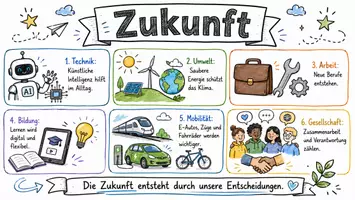 Vorschau - Arbeitsblätter - Arbeitsblatt "Zukunft" + Onlineübung & MP3 + Infografik - Seite 1