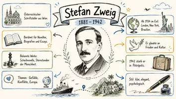 Vorschau - Arbeitsblätter - AB mit Fragen zum Thema "Stefan Zweig" + Lösungsblatt + Infografik - Seite 1