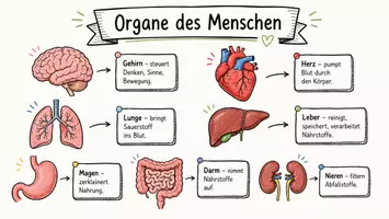 Vorschau - Arbeitsblätter - AB mit Fragen zum Thema "Organe" + Lösungsblatt + Infografik - Seite 1