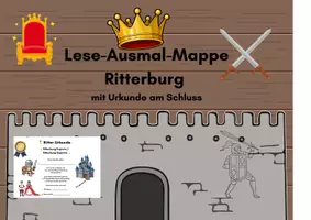 Vorschau - Stundenentwürfe - Lese-Ausmal-Mappe Ritterburg – Lesen, Ausmalen & Lernen | Klasse 1–2 | Mit Urkunde - Deckblatt