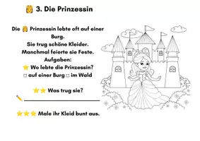 Vorschau - Stundenentwürfe - Lese-Ausmal-Mappe Ritterburg – Lesen, Ausmalen & Lernen | Klasse 1–2 | Mit Urkunde - Seite 3