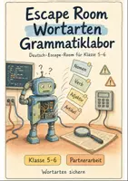 Vorschau - Stationenlernen - Wortarten Klasse 5 -6: Escape Room - Deckblatt