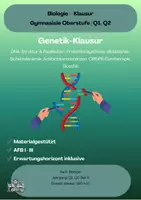 Vorschau - Klassenarbeiten - Biologie Klausur Genetik Q1/Q2 – DNA, Proteinbiosynthese, Mutationen & CRISPR (180 Min.) - Deckblatt