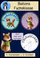Vorschau - Mal- und Bastelvorlagen - Buttons Fuchs – Klassentier Fuchsklasse | 4 Vorlagen zum Ausmalen & Basteln - Deckblatt