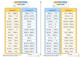 Vorschau - Arbeitsblätter - Geldwerte umwandeln (Mittleres Niveau **) | Ping-Pong-Mathematik - Seite 3