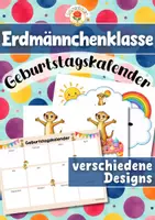 Vorschau - Mal- und Bastelvorlagen - Erdmännchenklasse - Geburtstagskalender (Klassentier) - Deckblatt