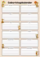 Vorschau - Mal- und Bastelvorlagen - Erdmännchenklasse - Geburtstagskalender (Klassentier) - Seite 1