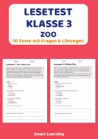 Vorschau - Arbeitsblätter - Lesetest Klasse 3 – Zoo | 10 kurze Texte mit Fragen & Lösungen - Deckblatt