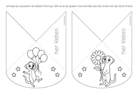 Vorschau - Mal- und Bastelvorlagen - Erdmännchenklasse - Ecklesezeichen (Klassentier) - Seite 1