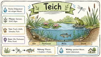Vorschau - Arbeitsblätter - Lernposter + AB mit Fragen zum Thema "Teich" + Lösungsblatt + Mindmap + Infografik - Seite 2