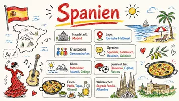 Vorschau - Arbeitsblätter - Arbeitsblätter zum Thema "Spanien" + Lösung & MP3 + Mindmap + Infografik - Seite 1