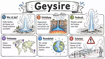 Vorschau - Arbeitsblätter - AB mit Fragen zum Thema "Geysire" + Lösungsblatt + Infografik - Seite 1