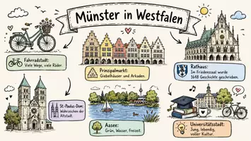 Vorschau - Arbeitsblätter - Arbeitsblätter "Münster in Westfalen" + Lösung & MP3 + Mindmap + Infografik - Seite 1