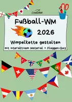 Vorschau - Arbeitsblätter - Fußball-WM 2026 Wimpel-Ausmalbilder mit Flaggen-Quiz - Deckblatt