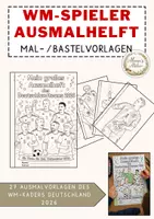 Vorschau - Mal- und Bastelvorlagen - WM-Fußballspieler-Ausmalheft - mit Anleitung, editierbar - Deckblatt