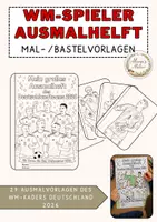 Vorschau - Mal- und Bastelvorlagen - WM-Fußballspieler-Ausmalheft - mit Anleitung, editierbar - Seite 1