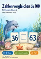 Vorschau - Arbeitsblätter - Zahlen vergleichen bis 100 | Mathematik Klasse 2 | 7 Arbeitsblätter als PDF - Deckblatt
