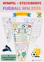 Vorschau - Mal- und Bastelvorlagen - Wimpel Fußball WM/ Steckbriefe/ Wimpelkette/ Dekoration - Deckblatt
