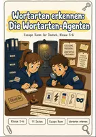 Vorschau - Stationenlernen - Wortarten Klasse 5 -6: Deutsch Escape Room - Deckblatt