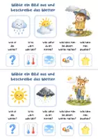 Vorschau - Fördermaterial/Inklusion - Wetter beschreiben - Wetter Sprechkarten - Sprachförderung für Kita, Vorschule und DaZ - Sprechübung im Morgenkreis oder in Kleingruppen - Seite 1