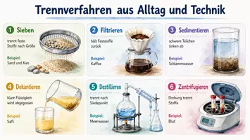 Vorschau - Arbeitsblätter - Arbeitsblatt "Trennverfahren aus Alltag und Technik" + interaktive Lösung & MP3 + Infografik - Seite 2