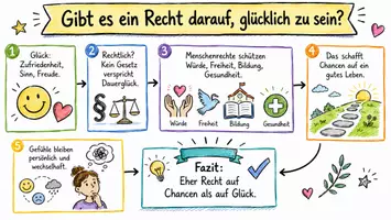 Vorschau - Arbeitsblätter - Arbeitsblätter zum Thema "Gibt es ein Recht darauf, glücklich zu sein?" (Lückentext, Hörverstehen) + Lösung & MP3 + Infografik - Seite 1