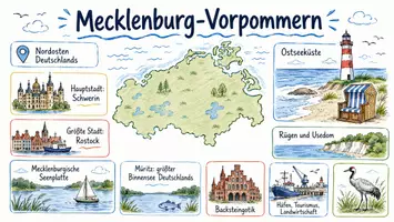 Vorschau - Arbeitsblätter - Arbeitsblätter zum Thema "Mecklenburg-Vorpommern" (Lückentext, Hörverstehen) + Lösung & MP3 + Infografik - Seite 1