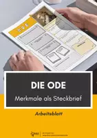 Vorschau - Arbeitsblätter - Ode: Merkmale der Gedichtform als Steckbrief - Deckblatt
