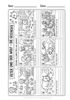 Vorschau - Arbeitsblätter - Peter und der Wolf – Geschichte verstehen, Bilder ordnen & Sätze schreiben | Leseförderung (Bildergeschichte) & Schreibanlass - Seite 2
