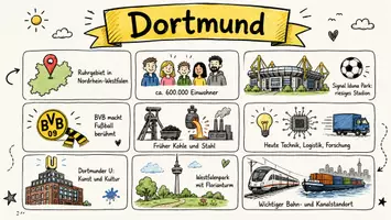 Vorschau - Arbeitsblätter - Arbeitsblätter zum Thema "Dortmund" + Lösung & MP3 + Mindmap + Infografik - Seite 1