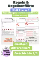 Vorschau - Arbeitsblätter - Überall Regeln – warum eigentlich? | Ethik Klasse 5 | Regeln & Regelkonflikte - Deckblatt
