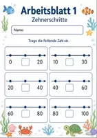Vorschau - Arbeitsblätter - Zahlenstrahl bis 100 | Mathematik Klasse 2 | 7 Arbeitsblätter als PDF - Seite 1