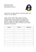 Vorschau - Arbeitsblätter - Wortarten Schwimmen - Nomen, Verben & Adjektive üben - Deckblatt