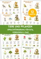 Vorschau - Fördermaterial/Inklusion - Sprachförderung für Kita, Vorschule und DaZ - Tiere und Pflanzen beschreiben - Sprechübung im Morgenkreis oder in Kleingruppen - Sprechkarten zur Sprachförderung & Wahrnehmung - Deckblatt