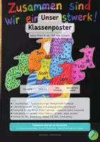 Vorschau - Mal- und Bastelvorlagen - Unser Klassenposter – Tessellations-Gemeinschaftsbild Fuchs - Deckblatt