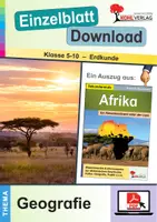 Vorschau - Arbeitsblätter - Afrika: Geografie | Erdkunde Sekundarstufe Klasse 5-10 | Landschaften, Vegetation, Klimazonen, Regenwald, Savanne, Wüsten, Oasen | Arbeitsblätter, Kopiervorlagen, Freiarbeit, mit Lösungen - Deckblatt
