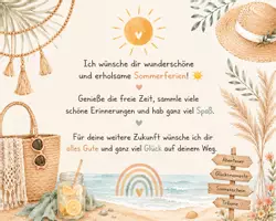 Vorschau - Bildkarten - Feriengruß Grundschule ☀️ | 2 unterschiedliche Feriengrüße | Boho Sommerdesign | Gratis Download - Seite 2