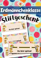 Vorschau - Mal- und Bastelvorlagen - Erdmännchenklasse - Stift | Geschenk (Klassentier) - Deckblatt