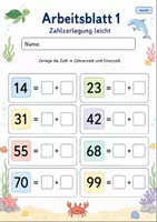Vorschau - Arbeitsblätter - Zahlzerlegung bis 100 | Mathematik Klasse 2 | 7 Arbeitsblätter als PDF - Seite 1