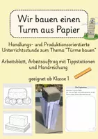 Vorschau - Arbeitsblätter - Wir bauen einen Turm aus Papier - Einheit Türme bauen - Deckblatt