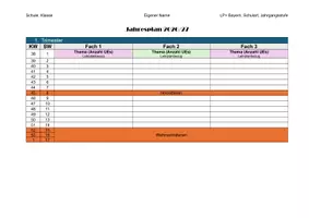 Vorschau - Lehrpläne/Lehrermaterial - Vorlage für Jahresplanung 2026/27 - 3 Fächer - Seite 1
