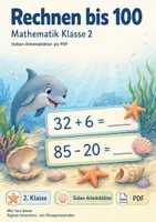Vorschau - Arbeitsblätter - Rechnen bis 100 | Mathematik Klasse 2 | 7 Arbeitsblätter als PDF - Deckblatt