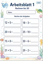 Vorschau - Arbeitsblätter - Rechnen bis 100 | Mathematik Klasse 2 | 7 Arbeitsblätter als PDF - Seite 1