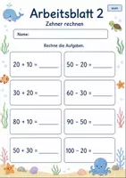 Vorschau - Arbeitsblätter - Rechnen bis 100 | Mathematik Klasse 2 | 7 Arbeitsblätter als PDF - Seite 2