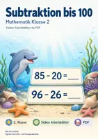 Vorschau - Arbeitsblätter - Subtraktion bis 100 | Mathematik Klasse 2 | 7 Arbeitsblätter als PDF - Deckblatt