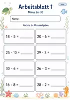 Vorschau - Arbeitsblätter - Subtraktion bis 100 | Mathematik Klasse 2 | 7 Arbeitsblätter als PDF - Seite 1