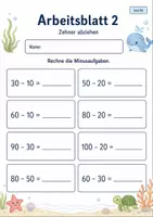 Vorschau - Arbeitsblätter - Subtraktion bis 100 | Mathematik Klasse 2 | 7 Arbeitsblätter als PDF - Seite 2