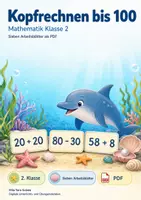 Vorschau - Arbeitsblätter - Kopfrechnen bis 100 | Mathematik Klasse 2 | 7 Arbeitsblätter als PDF - Deckblatt