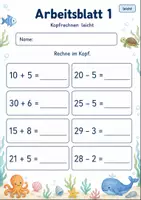 Vorschau - Arbeitsblätter - Kopfrechnen bis 100 | Mathematik Klasse 2 | 7 Arbeitsblätter als PDF - Seite 1